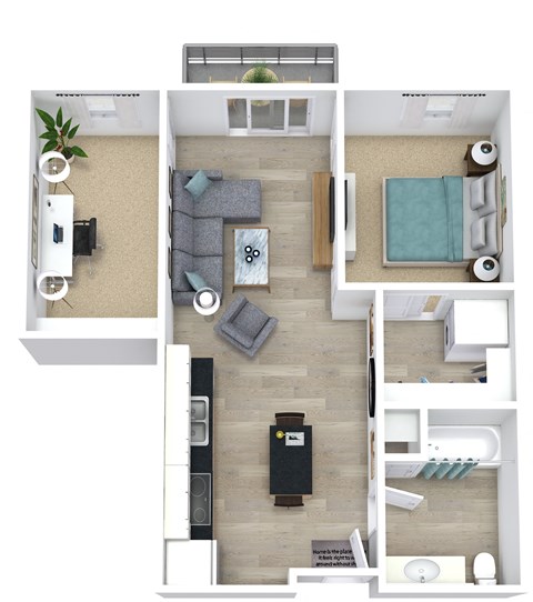 Studio plus Den, 686 sq ft